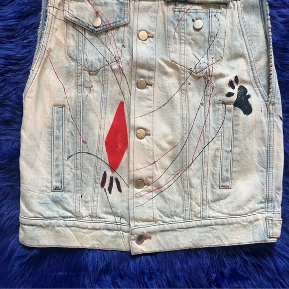 New! Rare FAITH CONNEXION Card Casino Oversized Denim Vest - Picture 5 of 10
